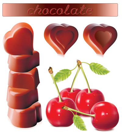 free vector Cherry and chocolate heartshaped vector